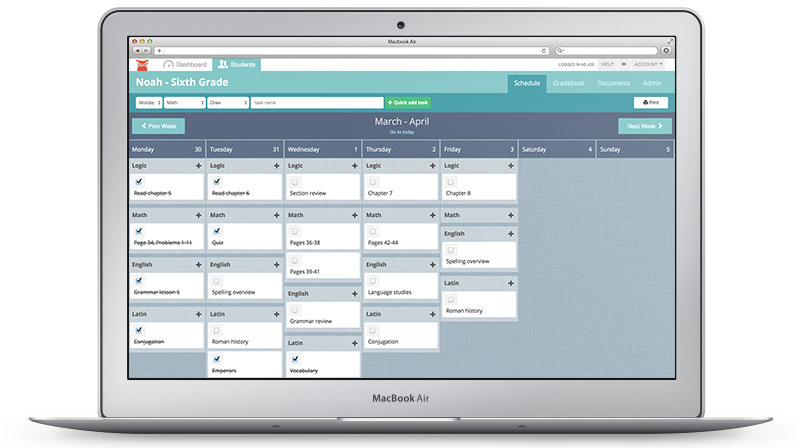 Scheduling tasks in Homeschool Manager is simple and easy The Homeschool Manager Schedule